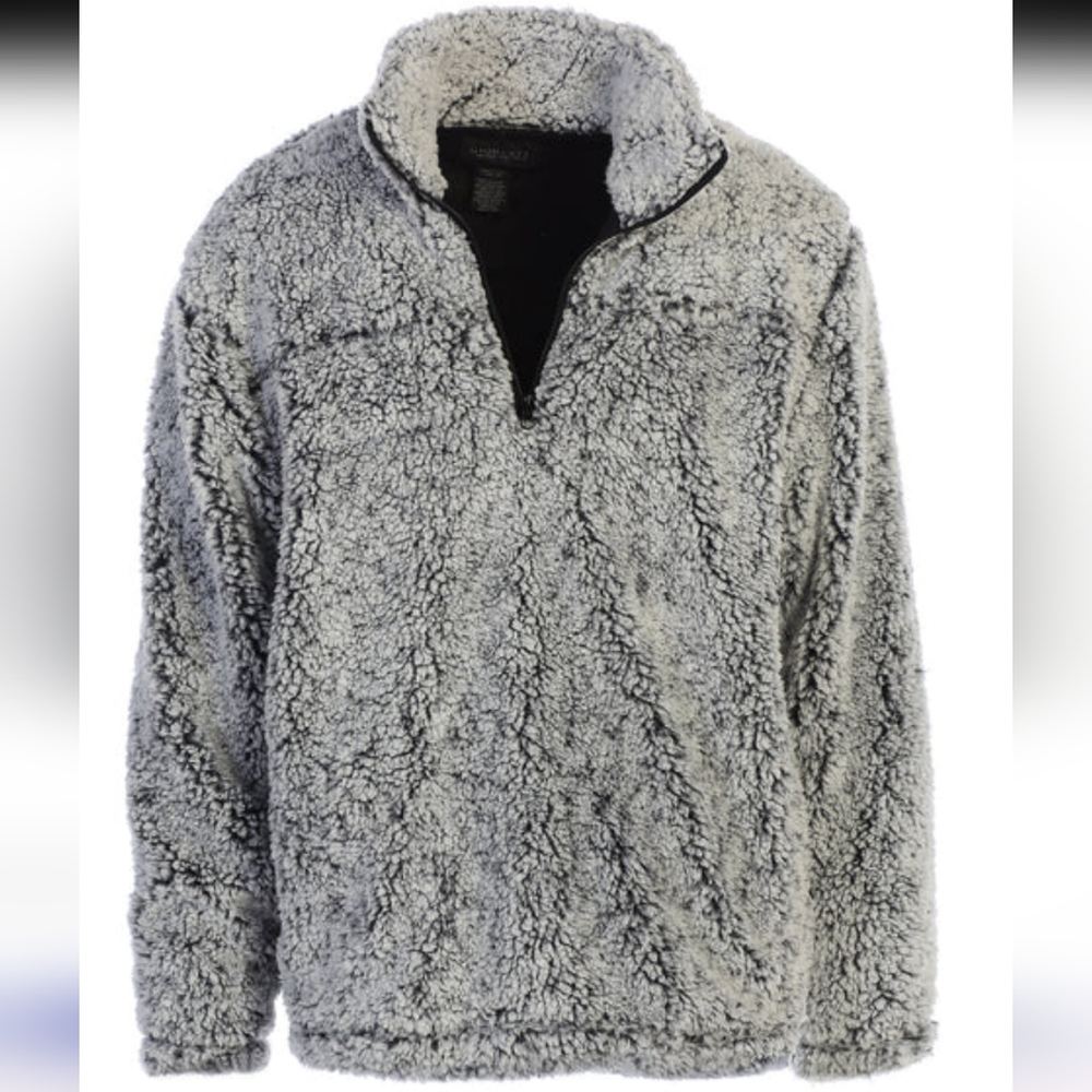 Gioberti Men's Super Soft Smokey Gray Sherpa 1/4 Zip Pullover Sweater Small
